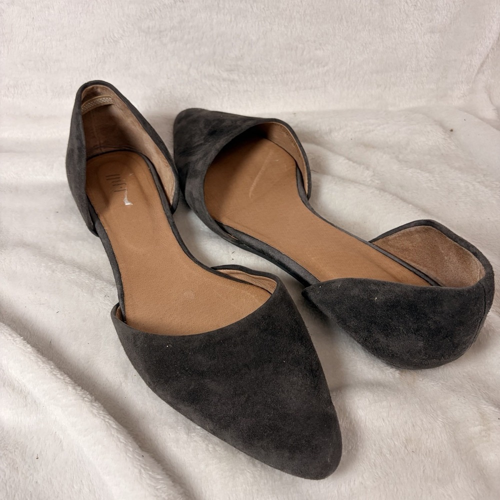 J. Jill Size 11 Gray Suede Pointed Toe Open Side Flats